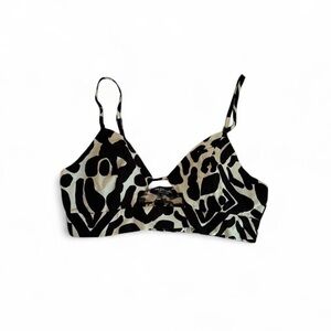Nasty Gal Black and Cream Patterned Bralette